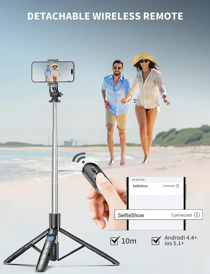 180cm Handy Stativ Ständer & Selfie Stick, Handyhalter mit Abnehmbarer Fernbedienung, Smartphone Sta