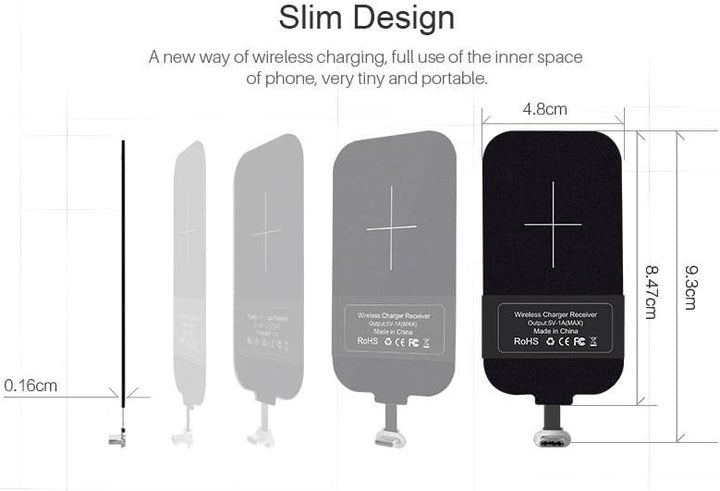 Nillkin Qi Empfänger USB C, Typ C Wireless Ladegerät Empfänger, Wireless Charging Receiver, Qi Wirel