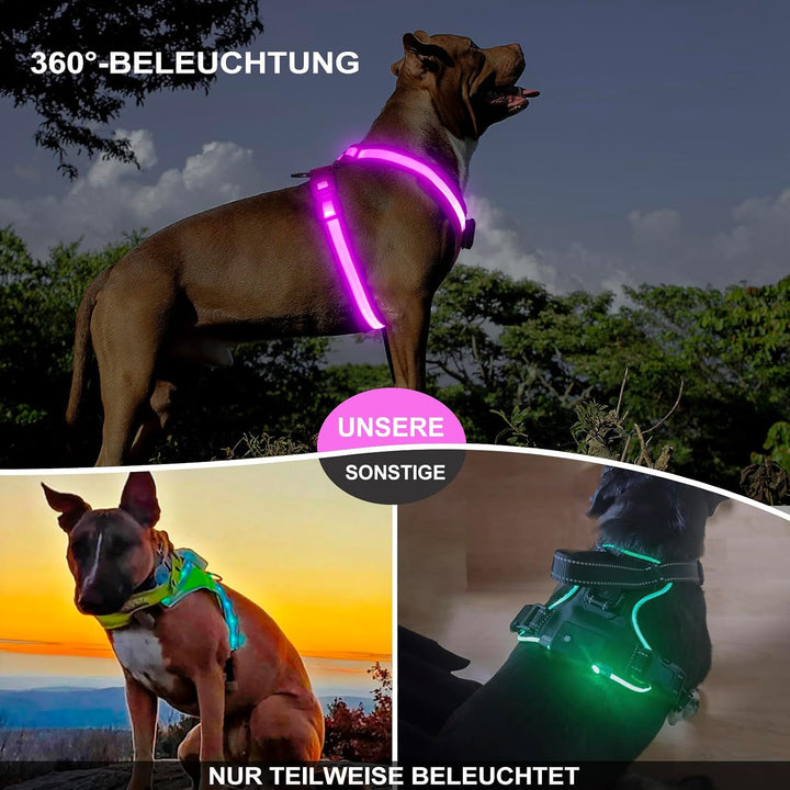 LED Hundegeschirr Wiederaufladbares Beleuchtetes Hundegeschirr Leuchtet Im Dunkeln LED Hundeweste Re