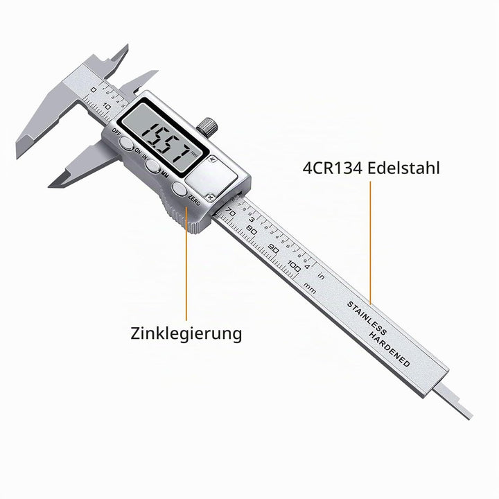 Neoteck Messschieber Digital Edelstahl 100mm mit LCD, Zoll/metrische Umrechnung, Schieblehre Messwer