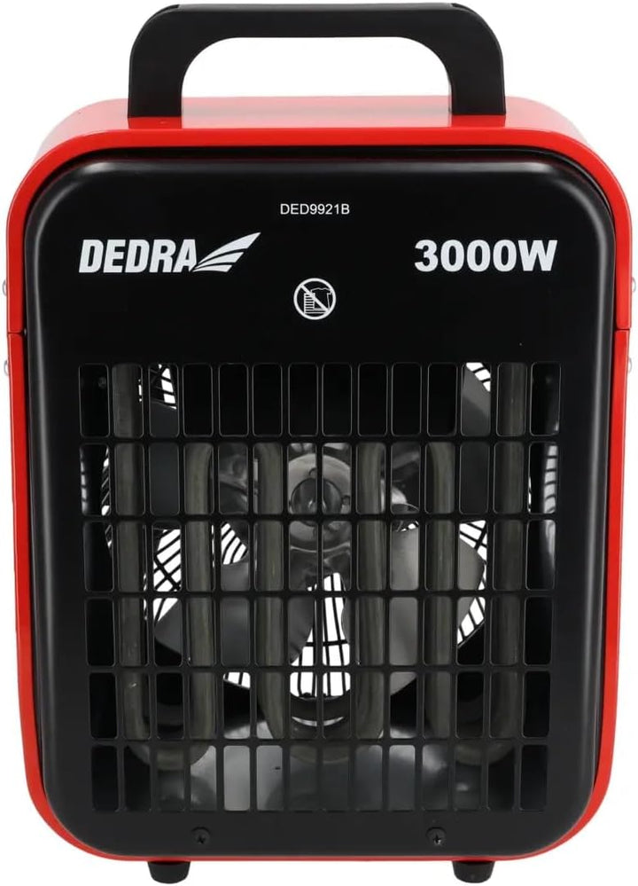 DEDRA Elektrischer Heizlüfter 3kW DED9921B, für gut isolierte Räume, Thermostat, Überhitzungsschutz,
