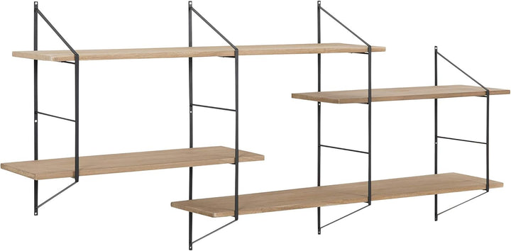 AC Design Furniture Orla Regal, Holz, Natur, 25,5 x 191 x 79 cm Eiche/Schwarz 4 Regale, Eiche/Schwar