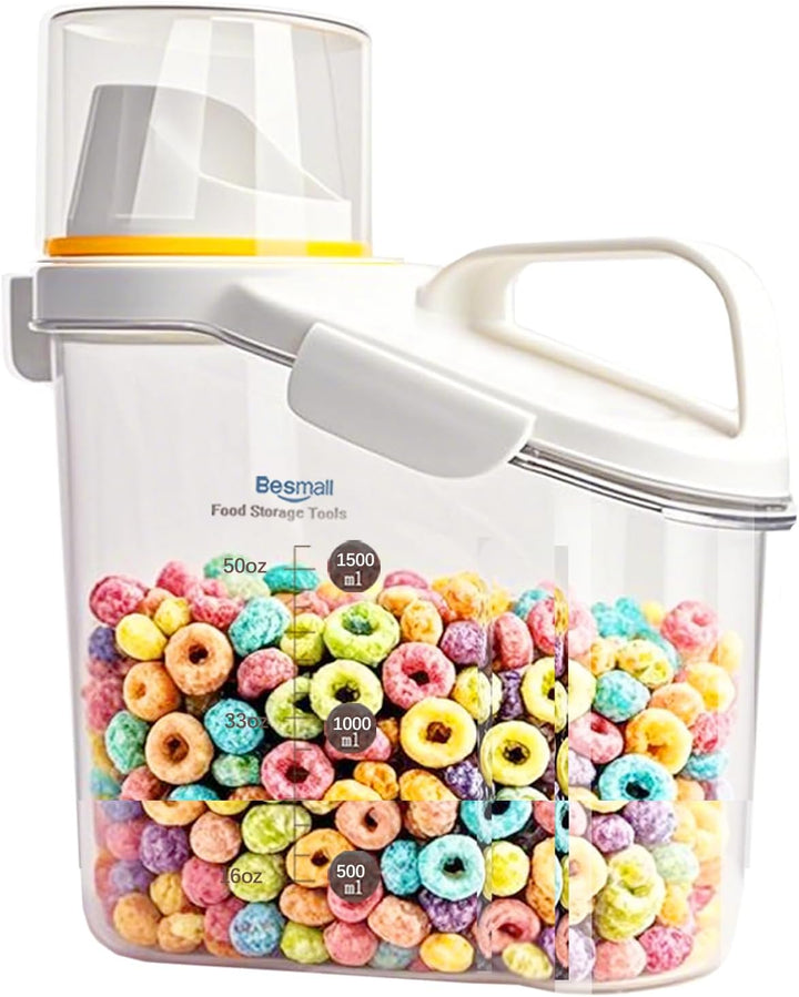 Besmall 1500ML Lebensmitteleimer Set mit Messbecher Handheld Küche Getreide Lagerung Vorratsgläser m
