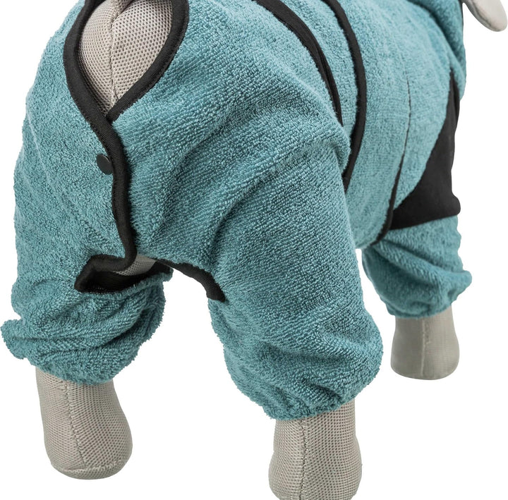 TRIXIE Bade- und Hausoverall - für Hunde Hundemantel aus Frottee - M (46 cm) Petrol, wärmender Hund