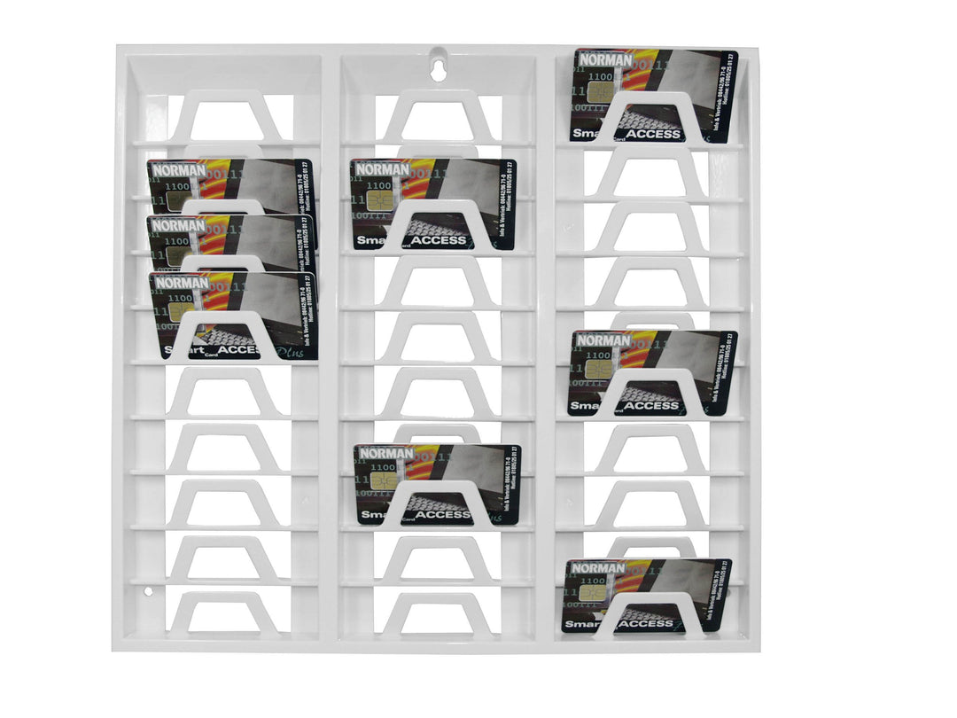 SCM PC-Card GmbH Kartenhalter/Wandhalter für 30 Mitarbeiterkarten Weiss - ideal für Zeiterfassung/Ti