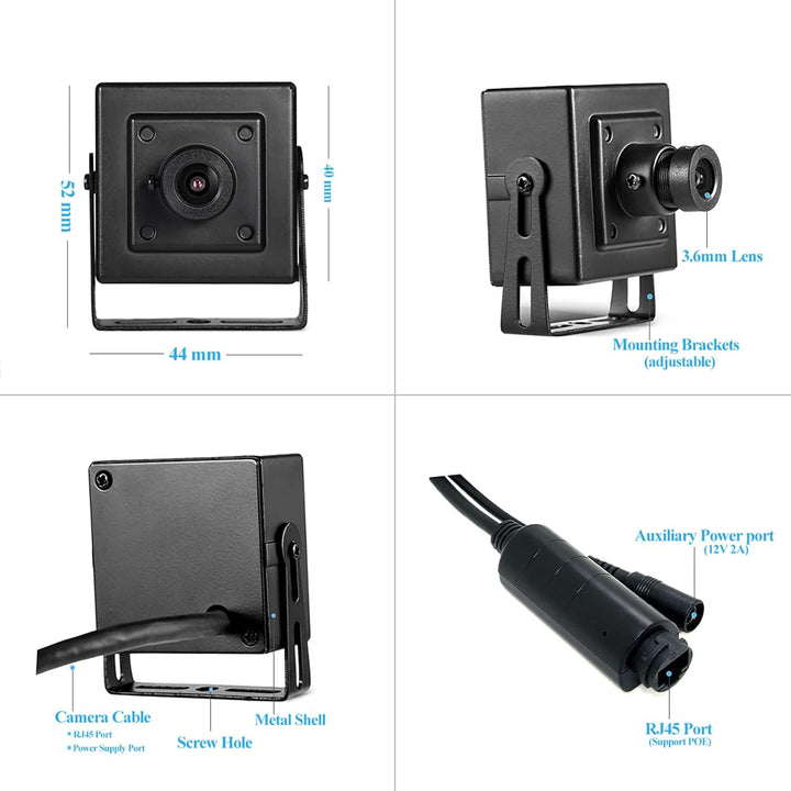 5MP PoE Mini IP Kamera, kleine UltraHD Überwachungskamera für den Innenbereich, 3,6mm Objektiv (75°