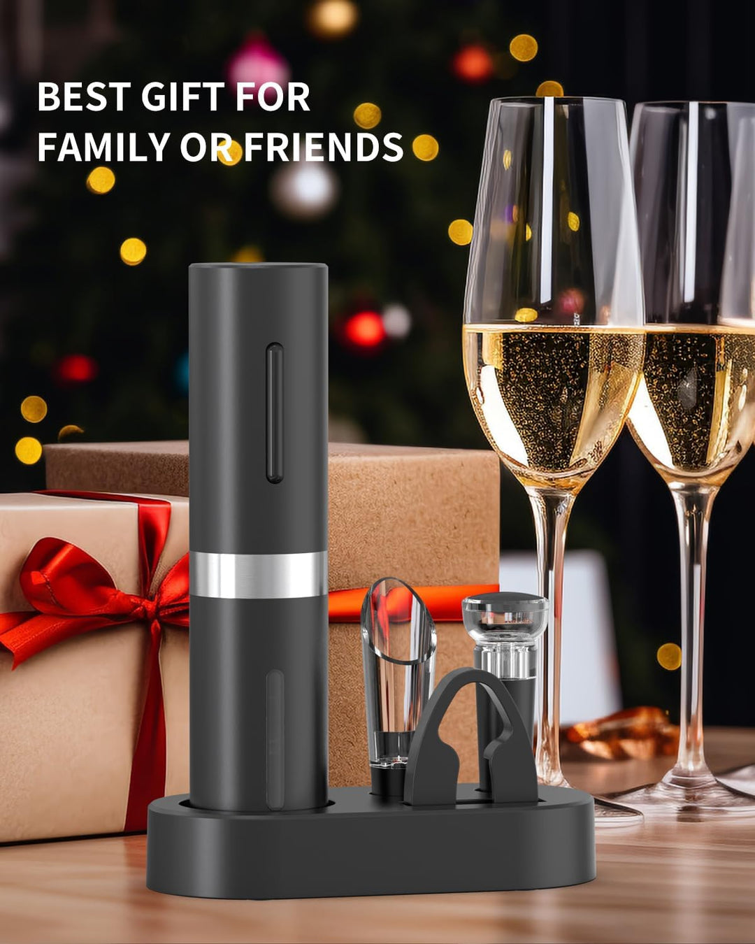 CIRCLE JOY Elektrischer Weinkorkenzieher, Wiederaufladbares 5-in-1 Weinöffner-Geschenkset mit Ladest