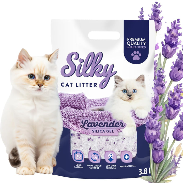 Silikat-Katzenstreu Lavender | 30,4L Satz | Hervorragende Geruchskontrolle, Staubfrei,Weich an den P