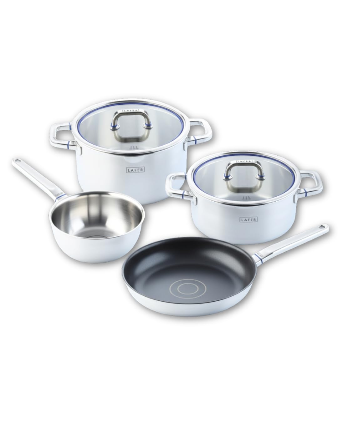 Johann Lafer - Topfset Edelstahl Kochtopf Set 4-teilig inkl. Bratpfanne 28 cm & Kochtöpfe mit Glasde