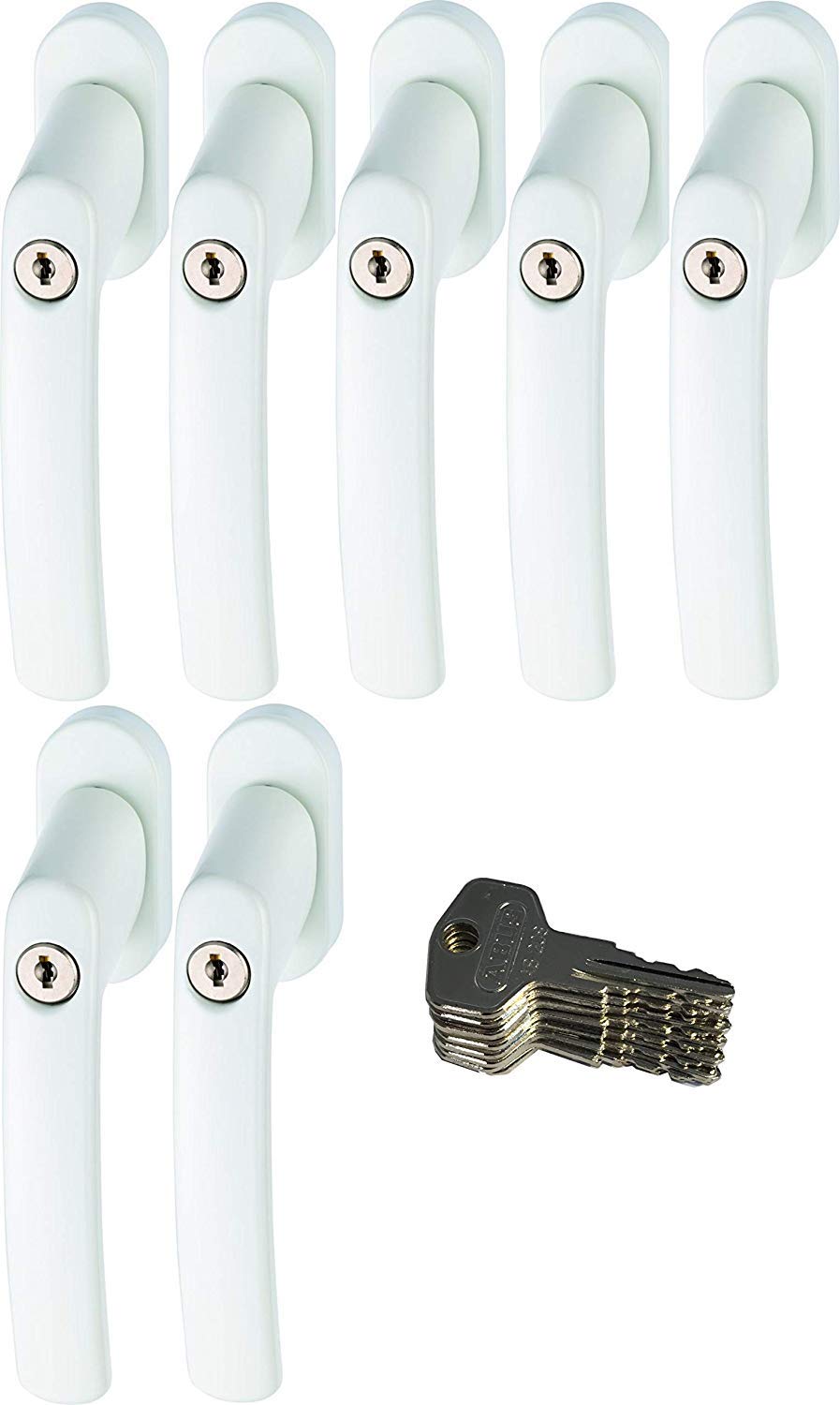 ABUS FG200 W SB abschliessbarer Fenstergriff, weiss im Set 7 Stück