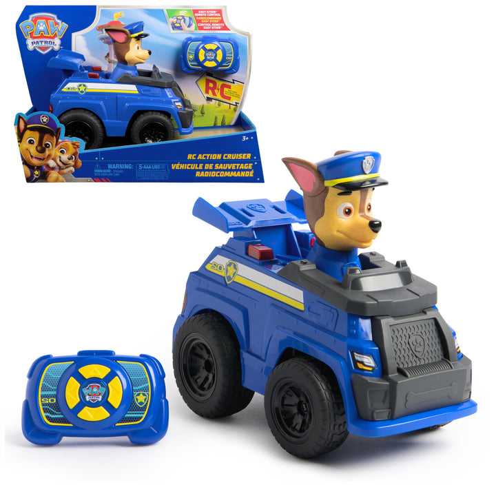 PAW PATROL – Chases ferngesteuertes Polizeiauto mit Lichteffekten, ca. 25 cm, einfache Steuerung mit