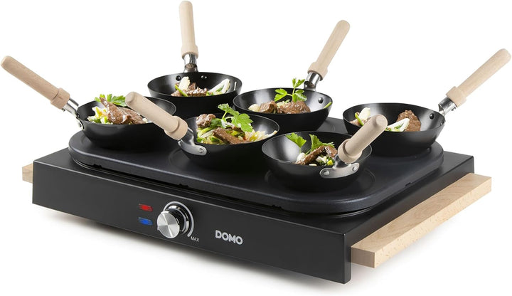 DOMO DO8719W Gourmet-Set Wok-Set/Pancake- Holzdesign - 6 Personen Wooden finish, Wooden finish
