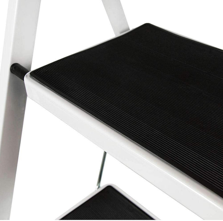 Huini Tritthocker 4 Stufen Trittleiter mit Handlauf Stahl Klapptritt Haushaltstritt Stehleiter Klapp