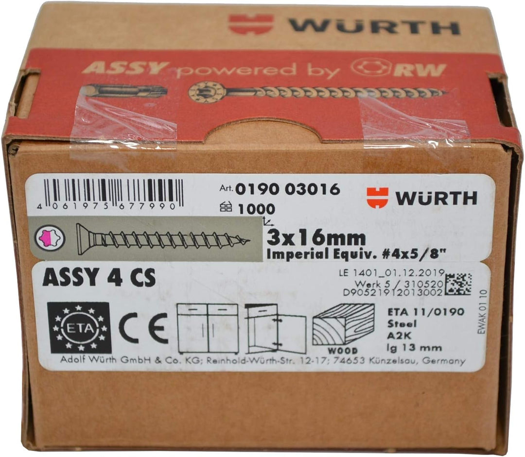 ASSY 4 CS Stahl verzinkt Vollgewinde Senkkopf RW, SHR-SEKPF-HO-RW20-(A2K)-3,0X16/13