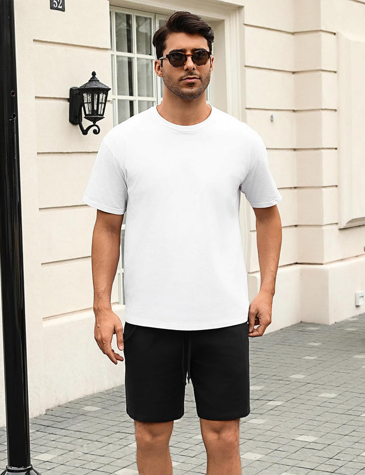 Herren Schlafanzughose Baumwolle Kurz Pyjamahose Schlafhose Schlafshorts Sommer Bermudahose Männer S
