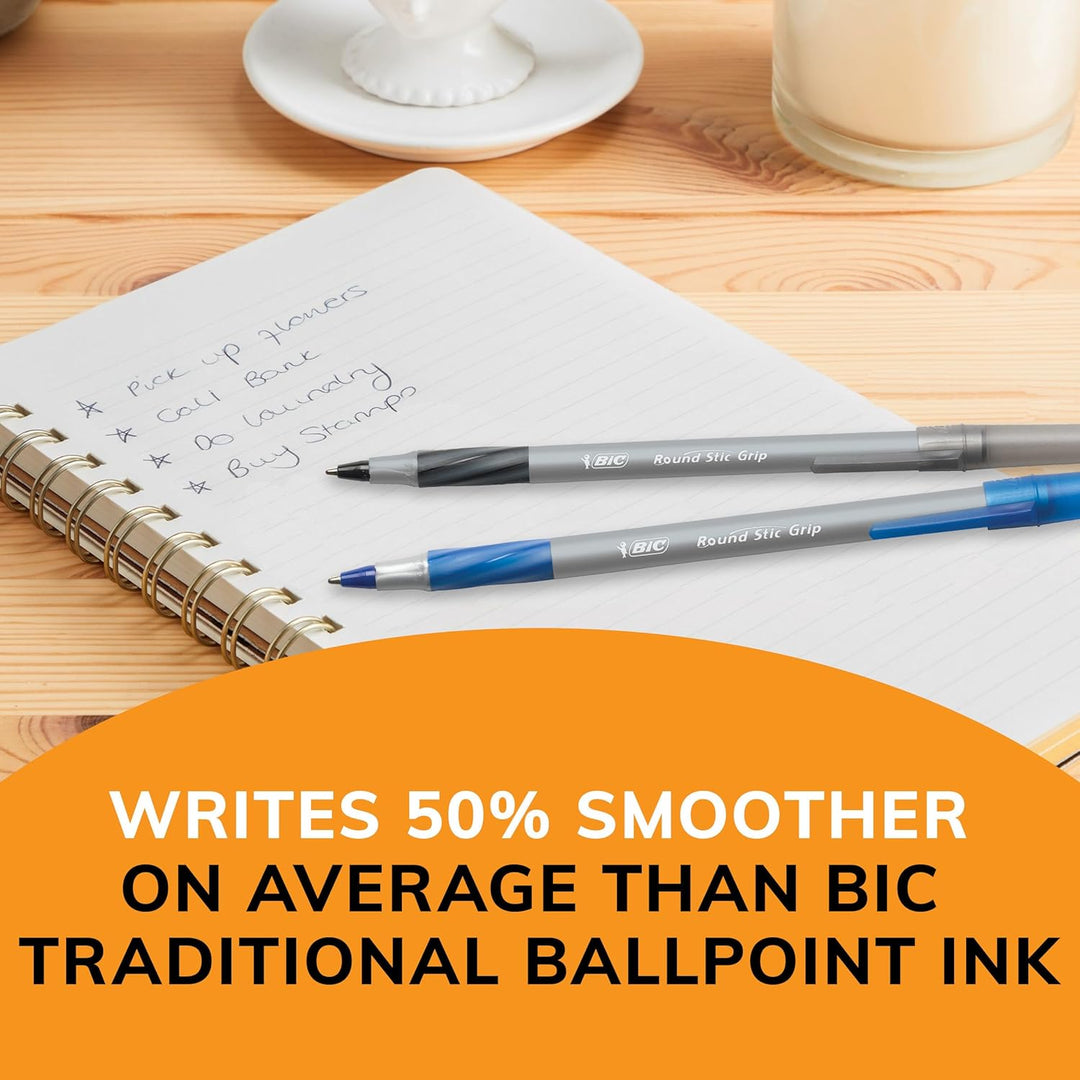 BIC Round Stic Grip Xtra Comfort Kugelschreiber, mittlere Spitze (1,2 mm), Violett, 12 Stück .12 Cou