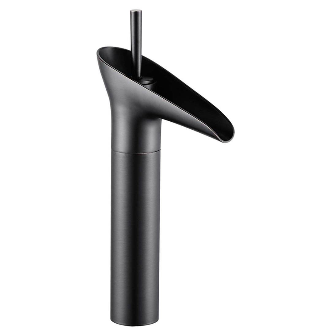 Retro Wasserfall Waschtischarmatur Schwarz Matt, Einhebel Armatur für Bad mit Messing Finish, G3/8,