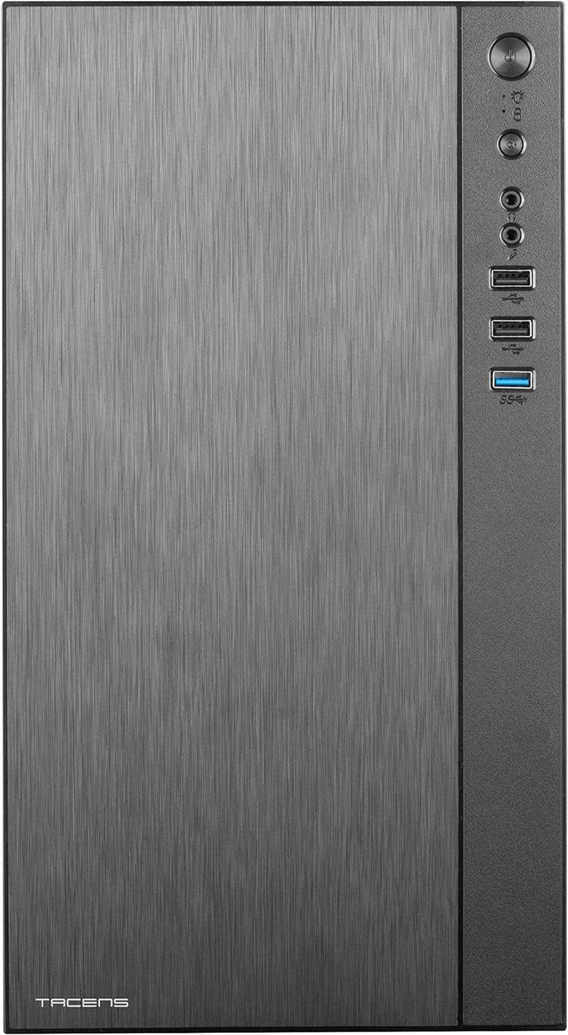 Tacens Anima ACX, Micro ATX PC Gehäuse, Gebürstete Aluminium Front, 12cm Lüfter, USB 3.0, Schwarz, A
