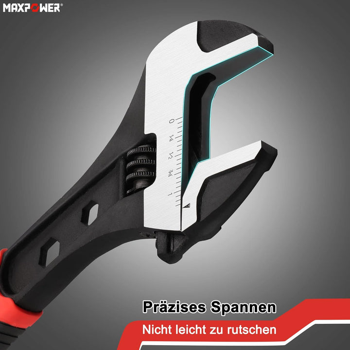 MAXPOWER 3 Stücke Rollgabelschlüssel Set 150mm/200mm/300mm Hochwertiger Schraubenschlüssel Verstellb