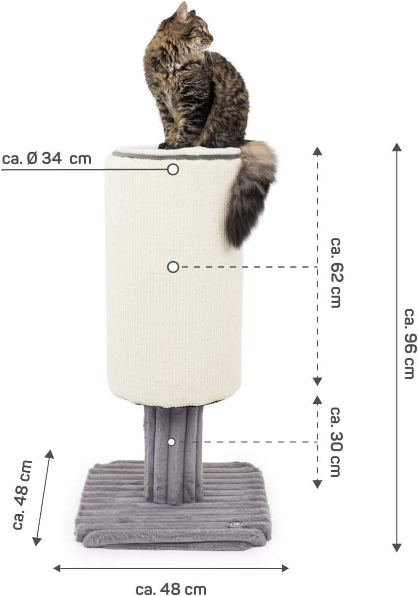 CanadianCat Company | Kratzstamm Jasper - grau | 48 x 48 x 96 cm | Kratzmöbel, Katzenmöbel, Kratzton