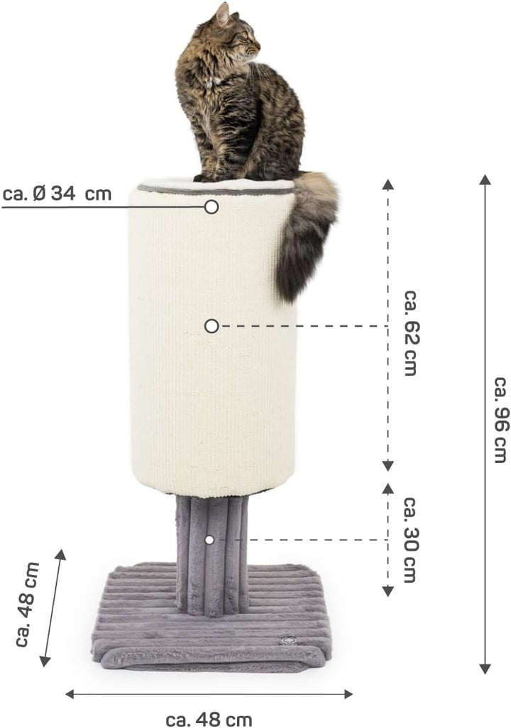 CanadianCat Company | Kratzstamm Jasper - grau | 48 x 48 x 96 cm | Kratzmöbel, Katzenmöbel, Kratzton