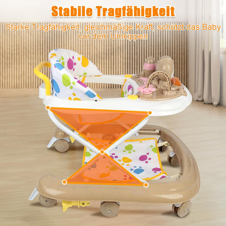 Supfine Lauflernhilfe 5 in 1 Babywalker, Spiel- und Lauflernwagen mit Rollen, 5-Gang Höhenverstellba