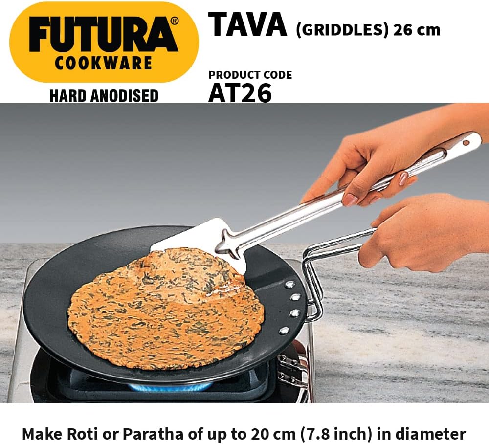 HAWKINS Futura Tava-Grillplatte, harteloxiert, 10 Zoll, 4,88 mit Stahlgriff, 26 cm, schwarz, 26 cm