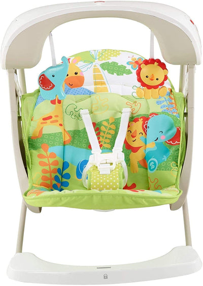 Mattel Fisher-Price CCN92 2 in 1 Babyschaukel im Regenwald Design, mit 6 Geschwindigkeitsstufen, 10