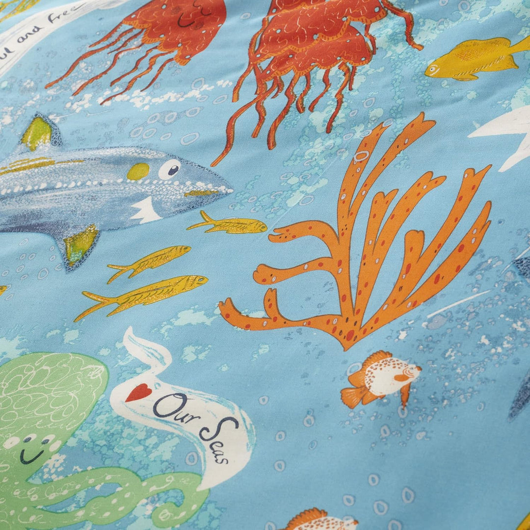 Happy Linen Company Sealife Bettwäsche-Set für Mädchen und Jungen, wendbar, Blau