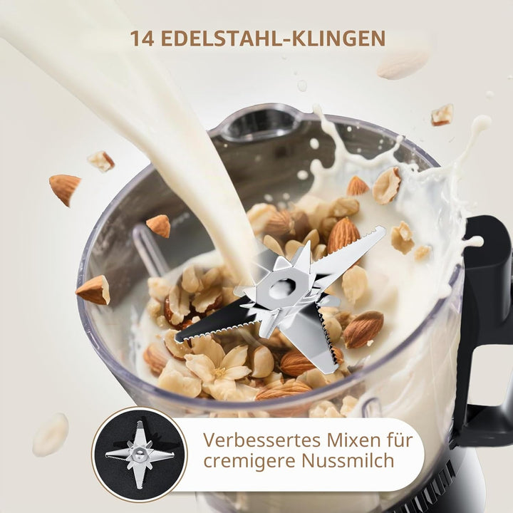 Nussmilchmaschine, 1650ml Pflanzenmilchbereiter mit Selbstreinigungsfunktion, 24 Stunden Smart Termi