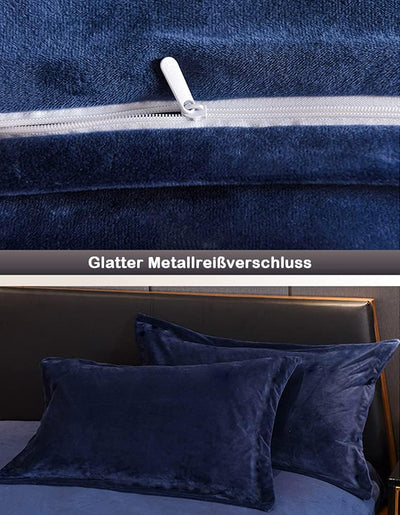 Michorinee Winter Plüsch Bettwäsche Set 135x200 4teilig Cashmere Touch Flauschig & Warme Coral Fleec