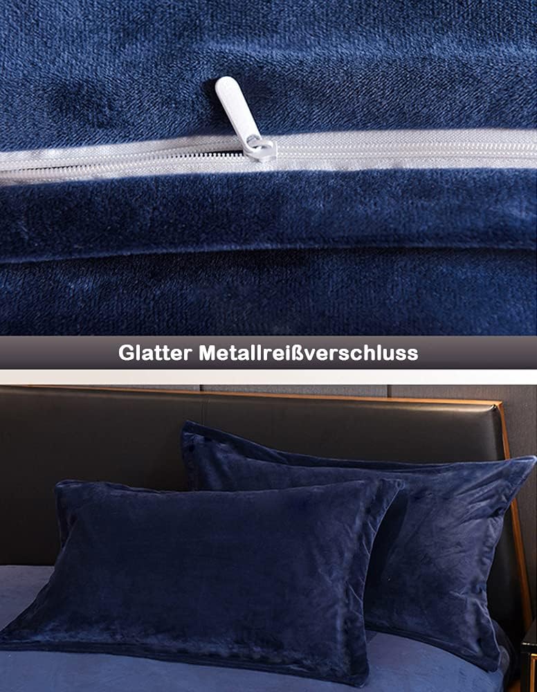 Michorinee Winter Plüsch Bettwäsche Set 135x200 4teilig Cashmere Touch Flauschig &amp; Warme Coral Fleec