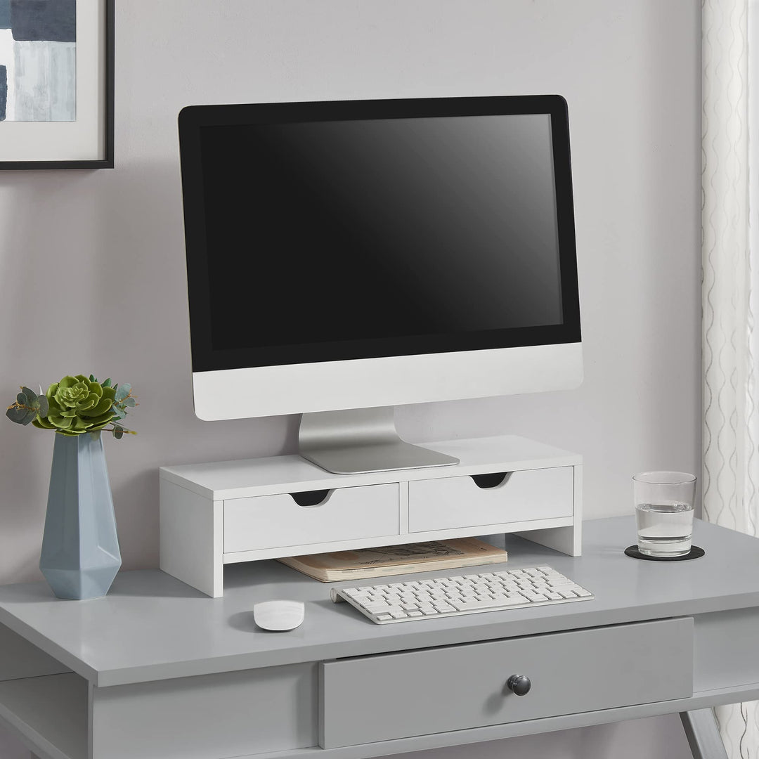 [en.casa] Monitorständer Mänttä mit 2 Schubladen Monitorerhöhung 50x18x13cm Bildschirmerhöhung für L