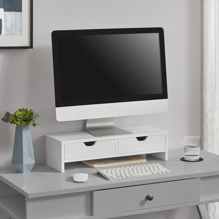 [en.casa] Monitorständer Mänttä mit 2 Schubladen Monitorerhöhung 50x18x13cm Bildschirmerhöhung für L