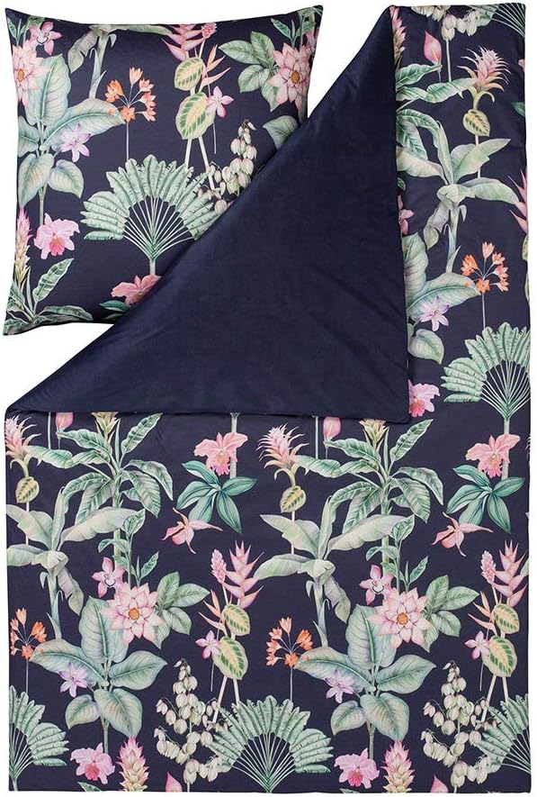 ESTELLA Mako Interlock Jersey Bettwäsche Tamara Nachtblau 155x220 cm + 80x80 cm, 155x220 cm + 80x80