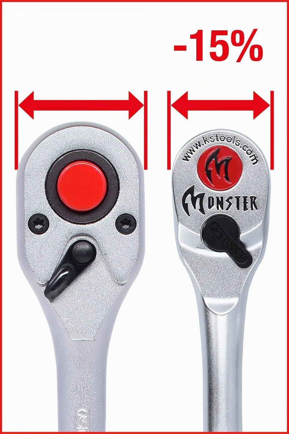 KS Tools 935.1295 1/2" Monster Umschaltknarre, lang, 100 Zahn