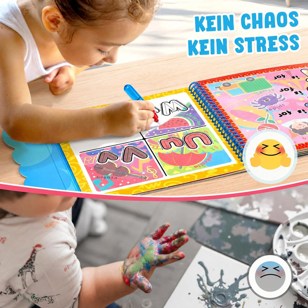 JoyCat Wassermalbuch für Kinder ab 3 Jahre, Wiederverwendbares Wasser Malbuch für Sauberes Malen, 14