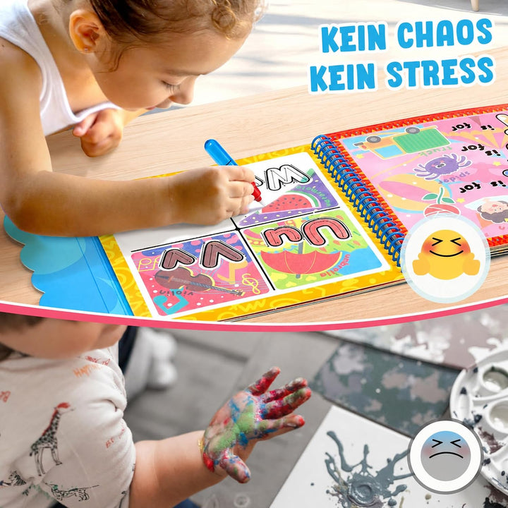 JoyCat Wassermalbuch für Kinder ab 3 Jahre, Wiederverwendbares Wasser Malbuch für Sauberes Malen, 14