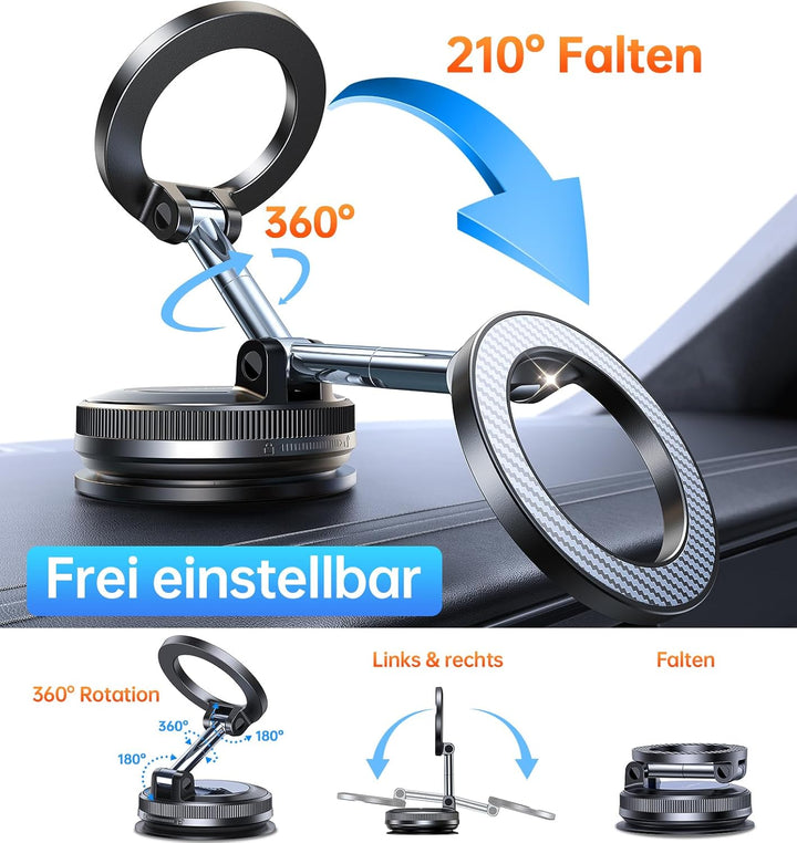 Coolpow Handyhalterung Auto Magnet,2.0 Magsafe Autohalterung [Vakuum Nano-Gel Saugnapf & 2800gf Stär