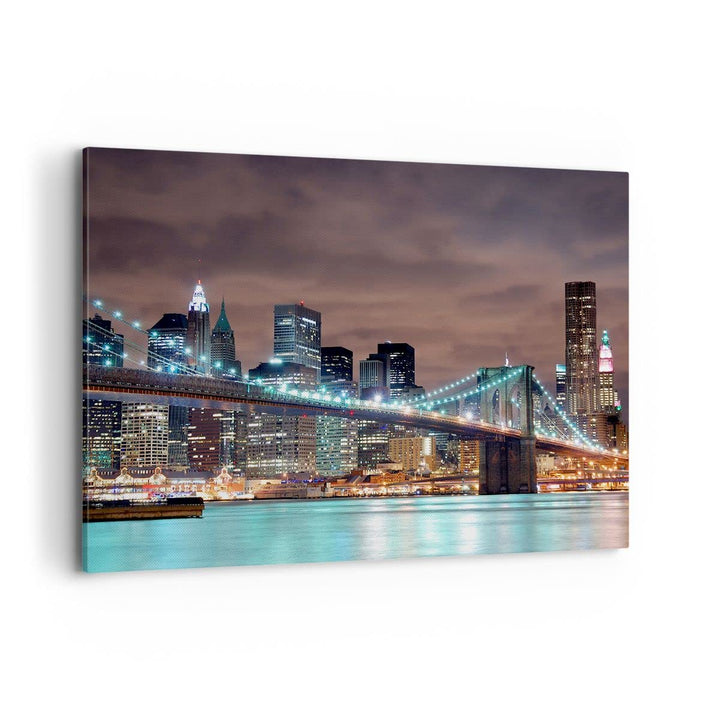 Bilder auf Leinwand 100x70cm Leinwandbild Stadt Brücke Wolkenkratzer Gross Wanddeko Bild Schlafzimme