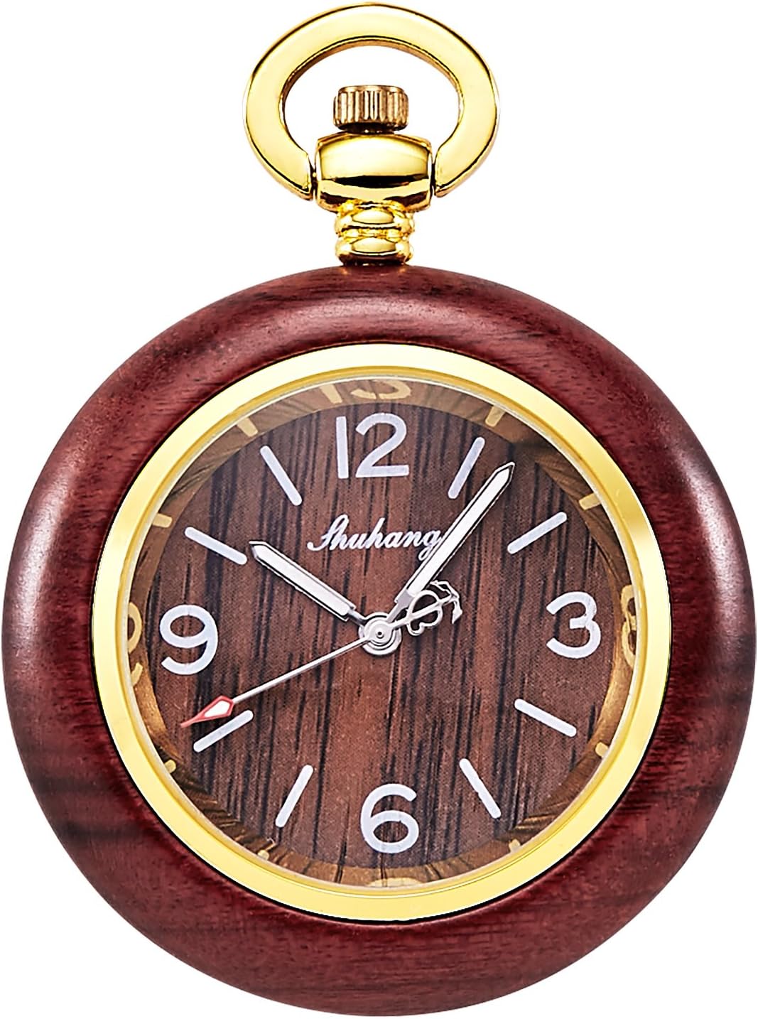 TREEWETO Taschenuhr Antik Holz Holz Damen Herren Quarz Taschenuhren Holz063, Holz063