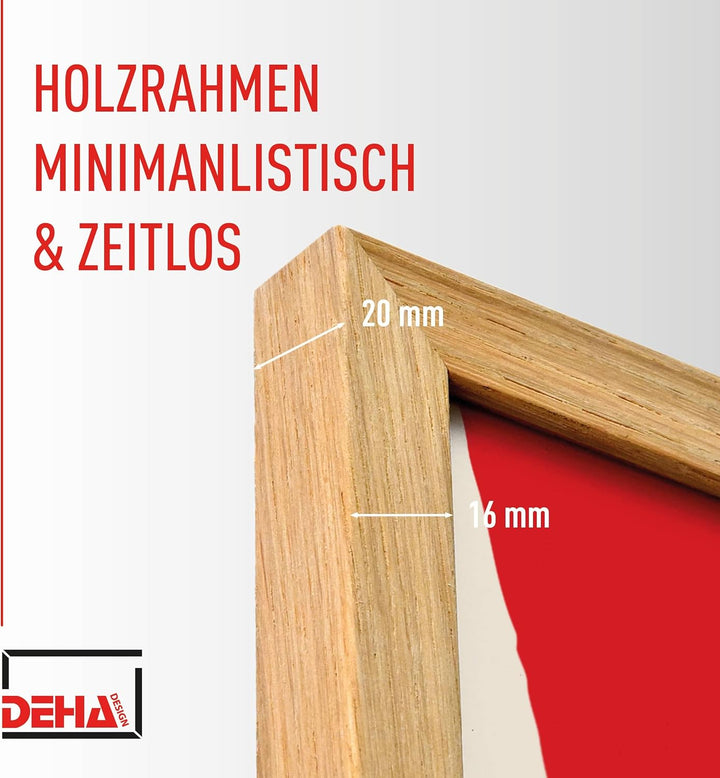 DEHA Design Bilderrahmen Fontana, 50x70 cm, Holz Eiche, bruchsicheres Acrylglas, für Poster und Bild