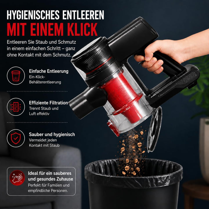 Kabelloser Staubsauger Einziehbarer 4-in-1 LED Akku Staubsauger 2-Stufen Anti-Tangle kabelloser Saug