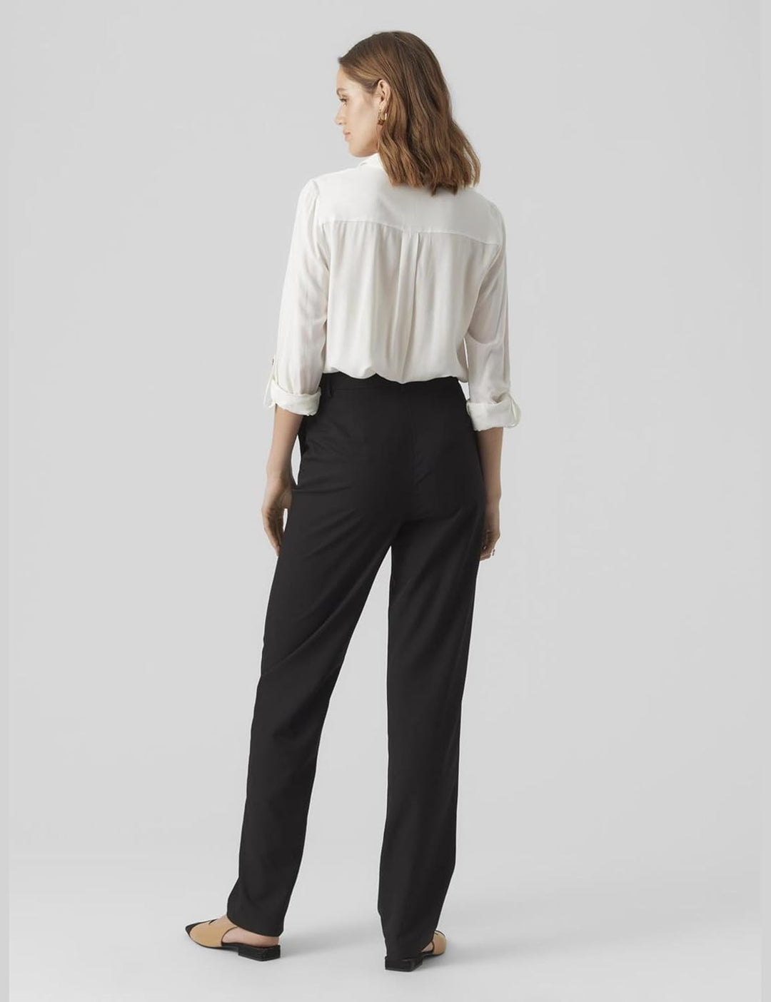 VERO MODA Damen Blusen Hemd Leger mit Brusttaschen Regular Stretch 3/4 Arm Top Oberteil XS Tall Snow
