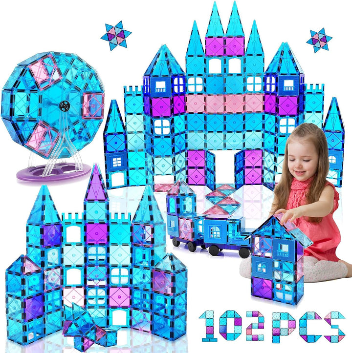 Magnetische Bausteine 102 Teile Magnetbausteine Spielzeug ab 3 Jahre Magnete Kinder Magnetspielzeug