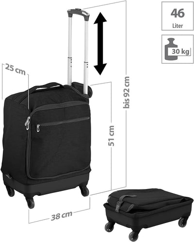 Xcase Falt-Reisetaschen: 3 ultraleichte 4 Rollen Reise-Trolleys, 46, 57 und 78 Liter (Rollenreisetas