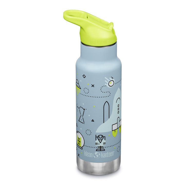 Klean Kanteen Kinder Isolierflasche, 355ml, Edelstahl, Flip Sport Cap mit Trinkhalm, Blau-Grün, Laun