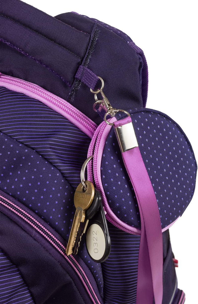 Walker 42011-074 - Schul-Rucksack Fame Twist Violett mit 3 Fächern, Seitentaschen und Gummiseil, Sch