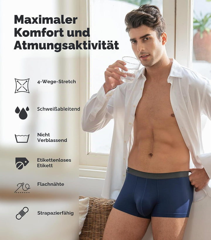 DAVID ARCHY Herren-Unterwäsche Atmungsaktive Boxershorts Bambus Rayon Trunks Multipack S Marineblau*