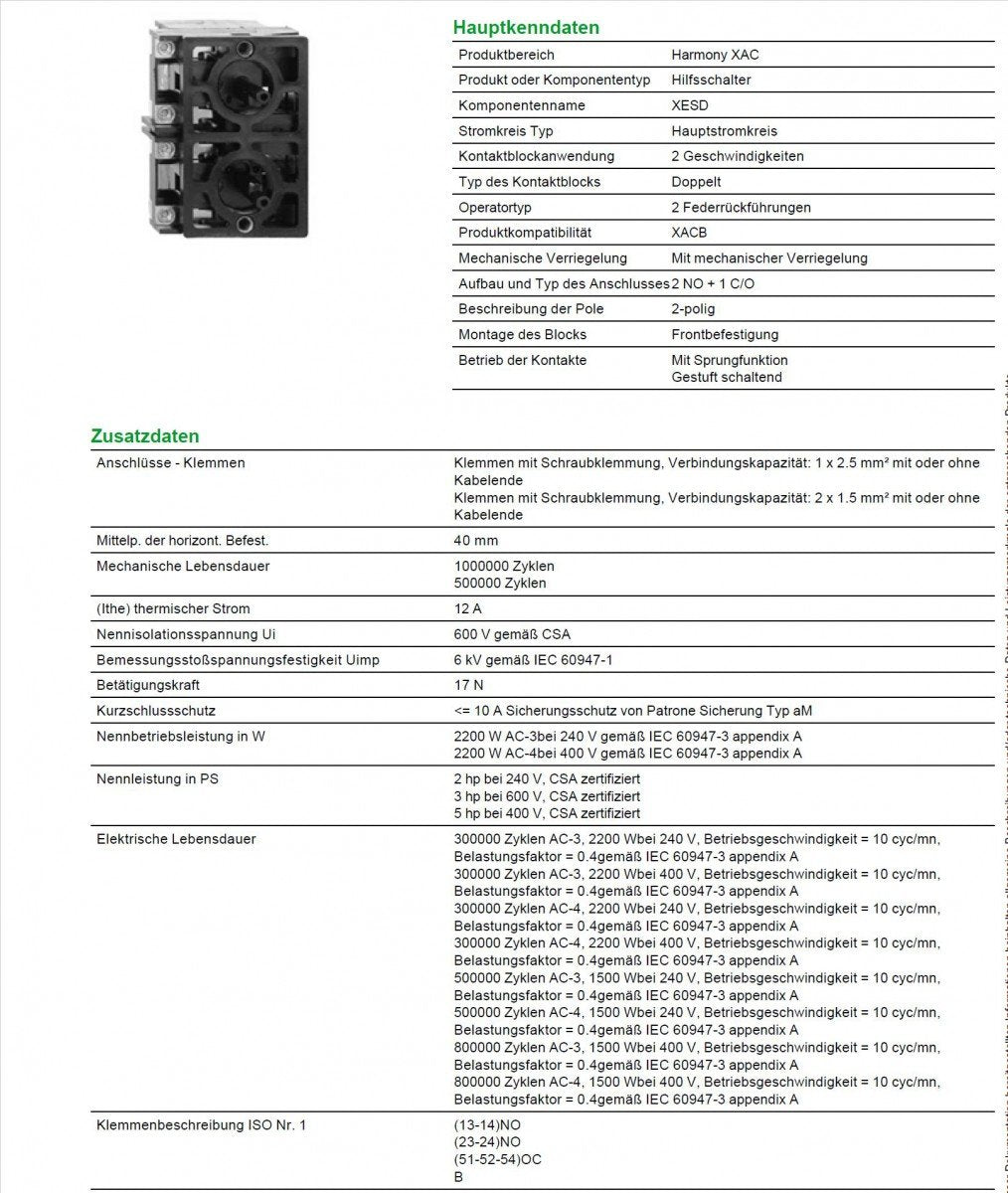 HAUPTSTROMBLOCK SCHNEIDER XESD1291